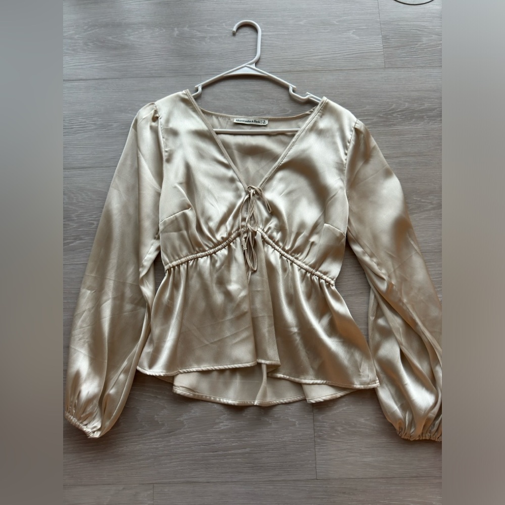 Abercrombie satin blouse with bows